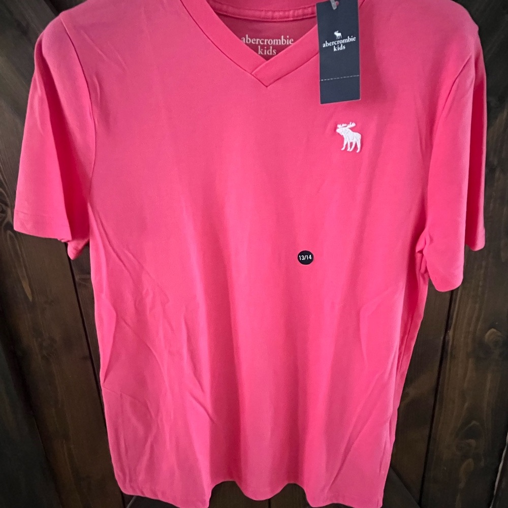 Abercrombie Kids Bright Pink V-Neck Tee